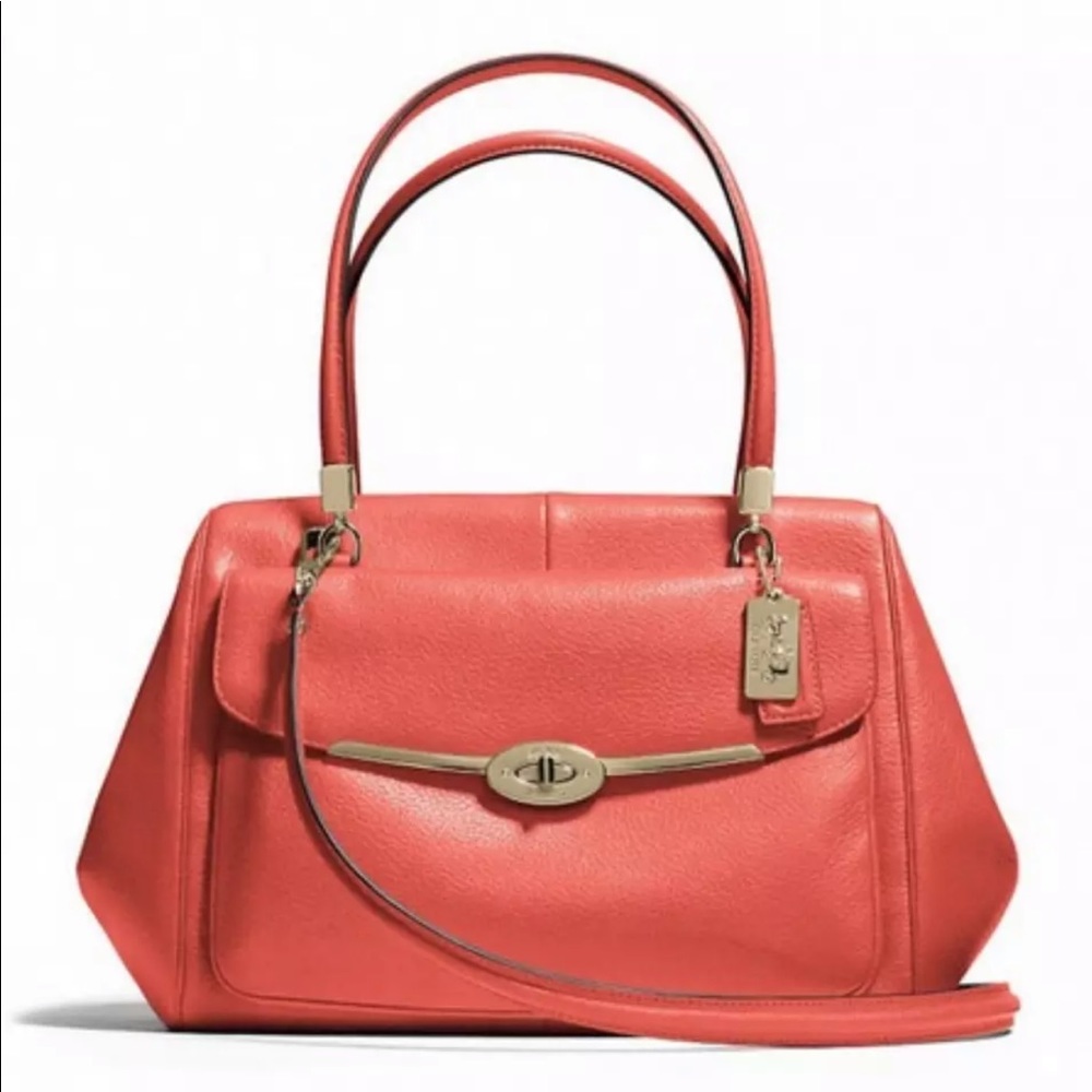Coach•Madison Madeline East-West Satchel/Crossbody/Shoulder Bag•Vermillion Red